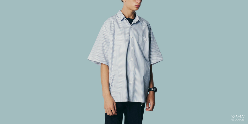 Striped Cotton Polyester S/S Work Shirt