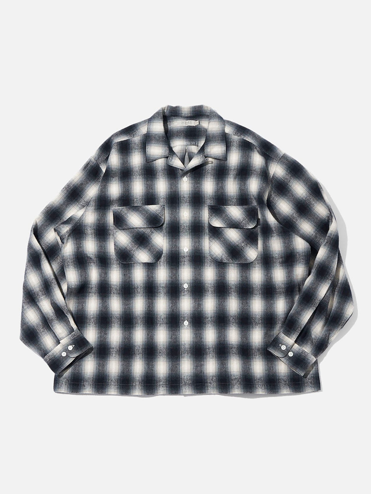 Brushed Ombre Plaid Open Collar Shirt